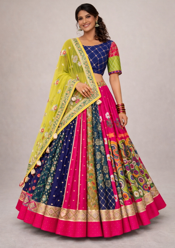 Multi Color Panelled Navratri Choli